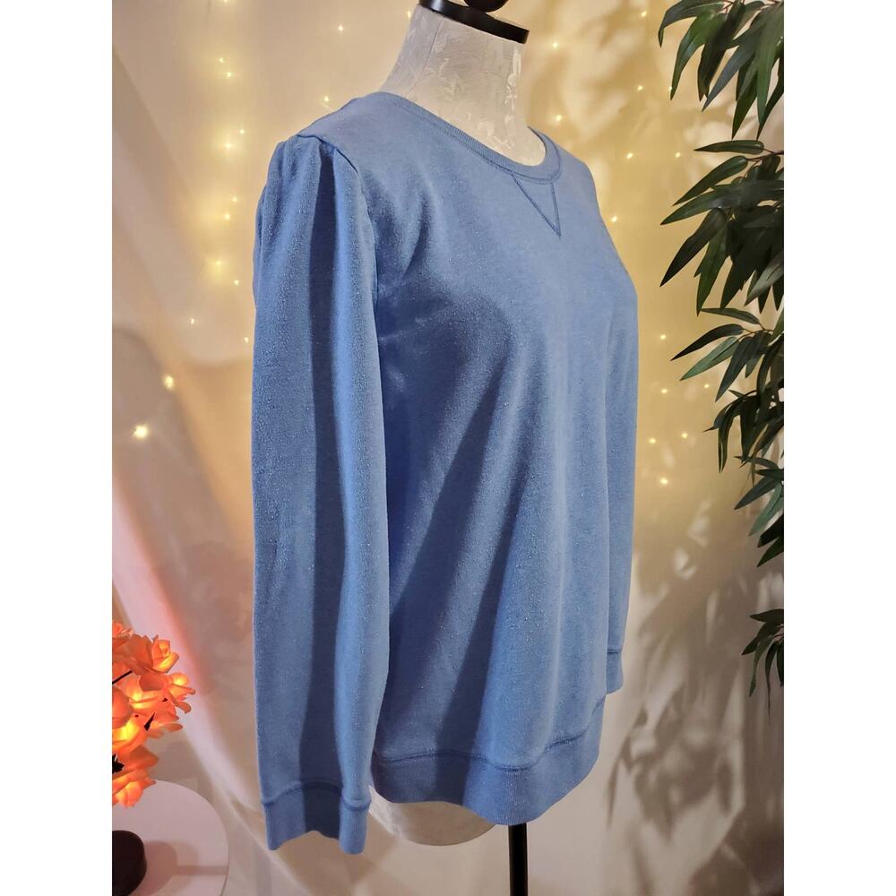 Talbots Women's L Nautical Anchor Confetti Speckled Crew Neck Blue Sweatshirt - Picture 5 of 10